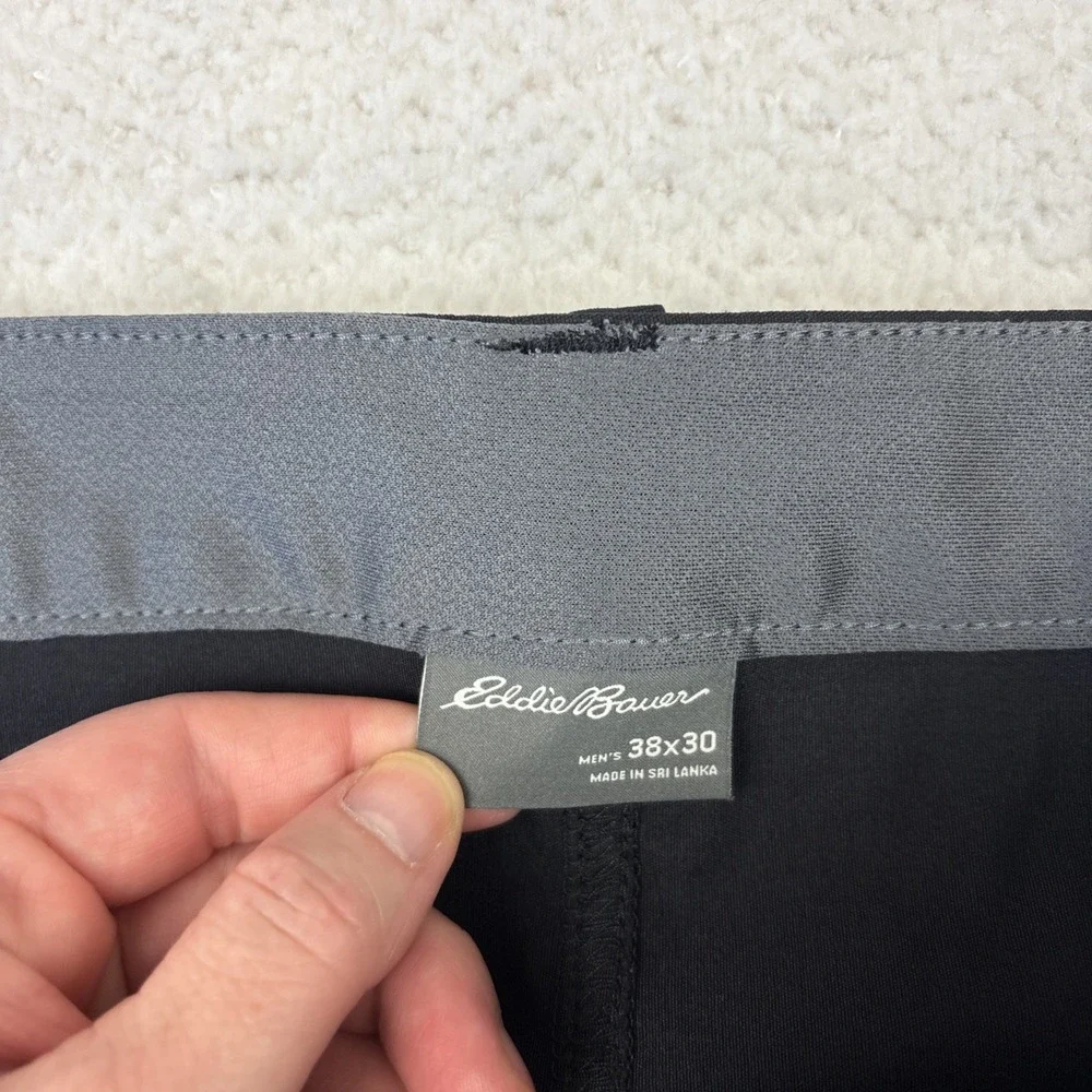 EDDIE BAUER 'Convertible Tech Pants' Mens 38/30 Black Zip-Off Stretch Hiking EUC